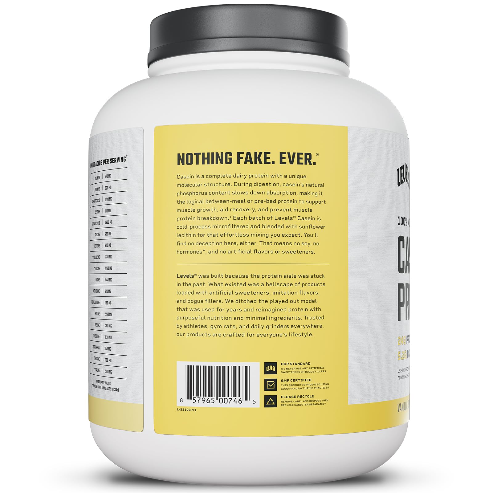 Levels USA-made logo on bottle suggests cold-process microfiltration and easy mixing.