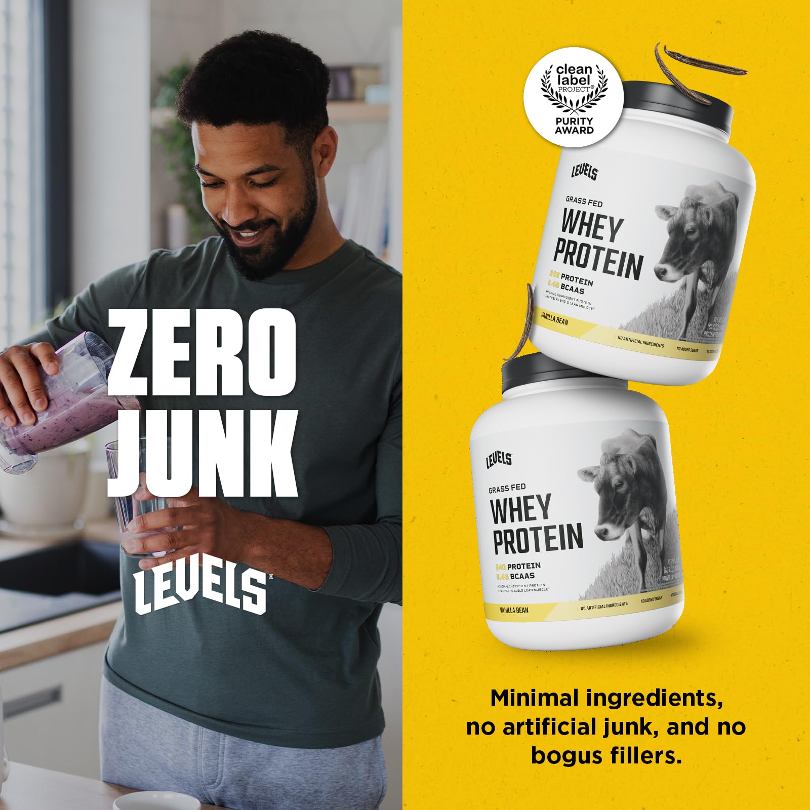 Levels USA-made whey protein for reliable quality
