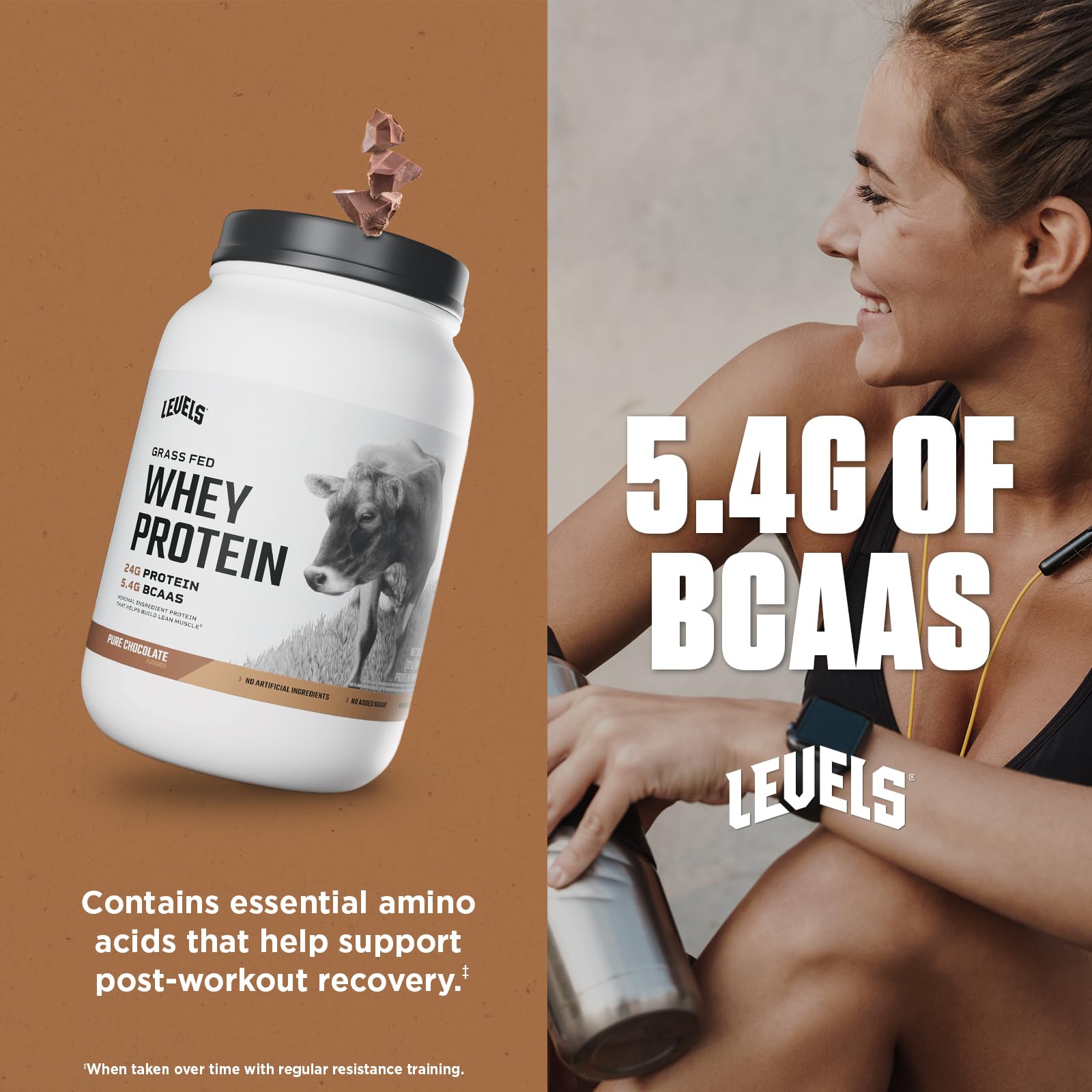 Levels Pure Chocolate shake in glass after a workout.