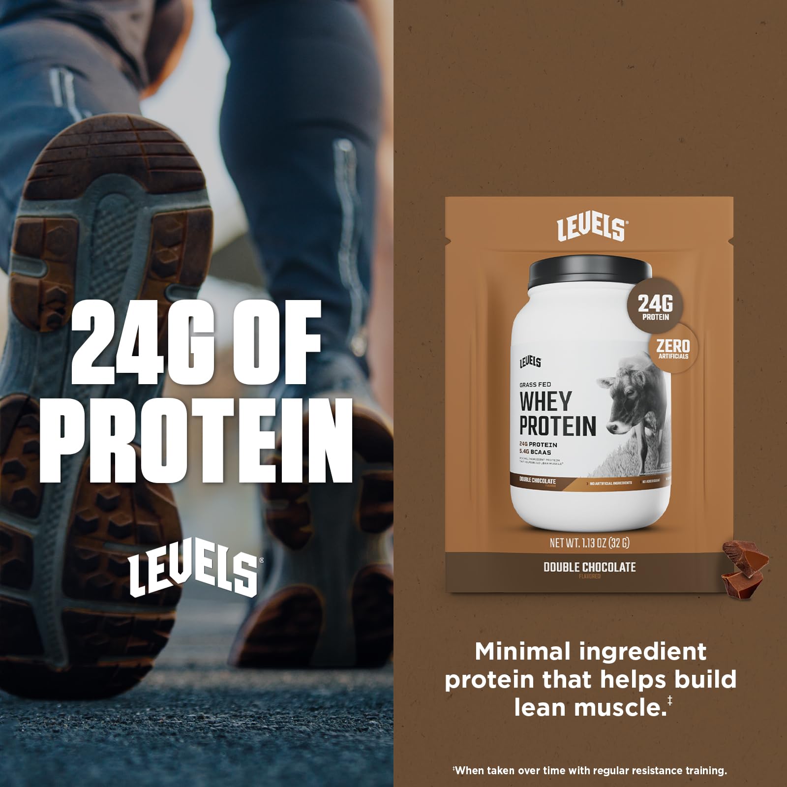 Levels whey mixing in a glass shaker with smooth texture and quick blend