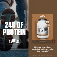 Levels whey mixing in a glass shaker with smooth texture and quick blend