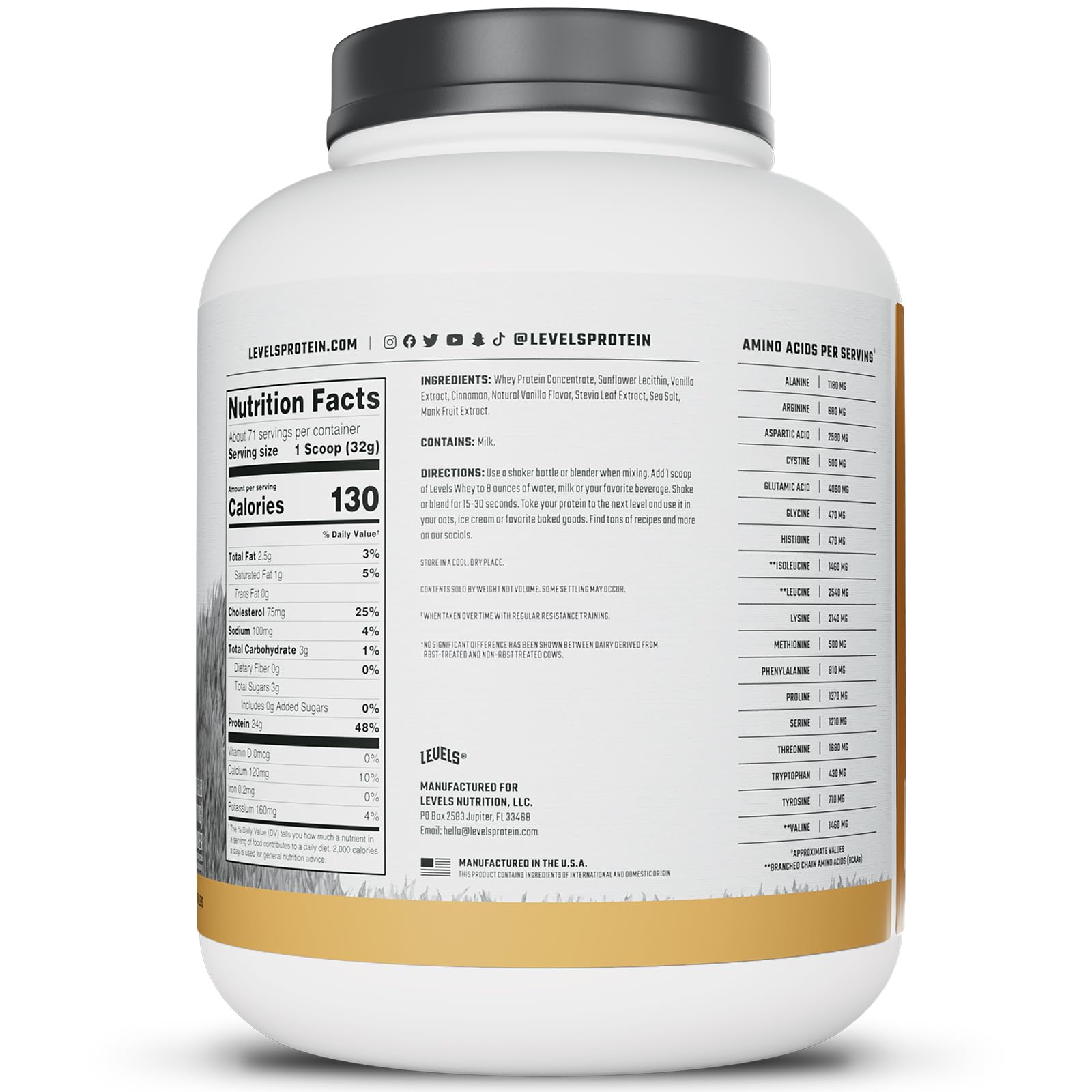 Levels Nutrition uses non-GMO sunflower lecithin to improve mixing.
