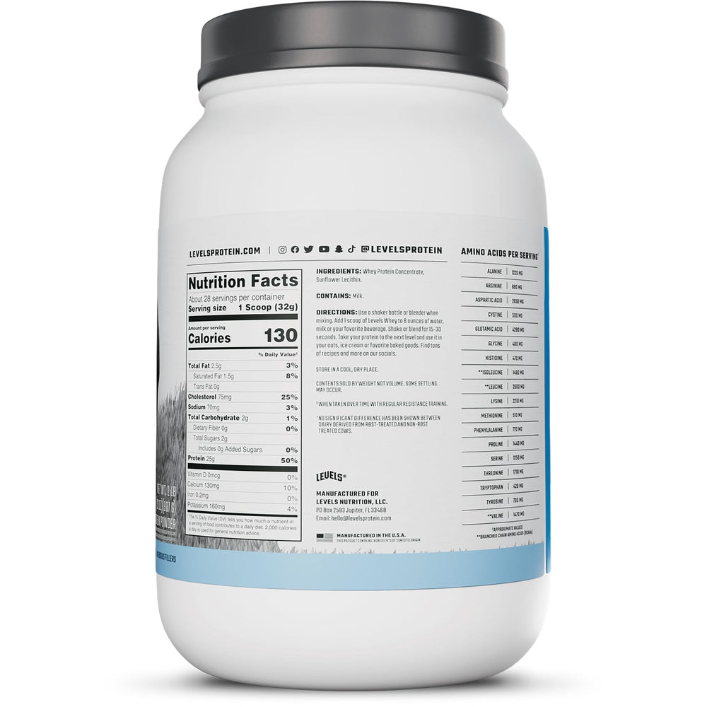 Levels whey protein bcaas benefit supports daily training with amino acid pairings.