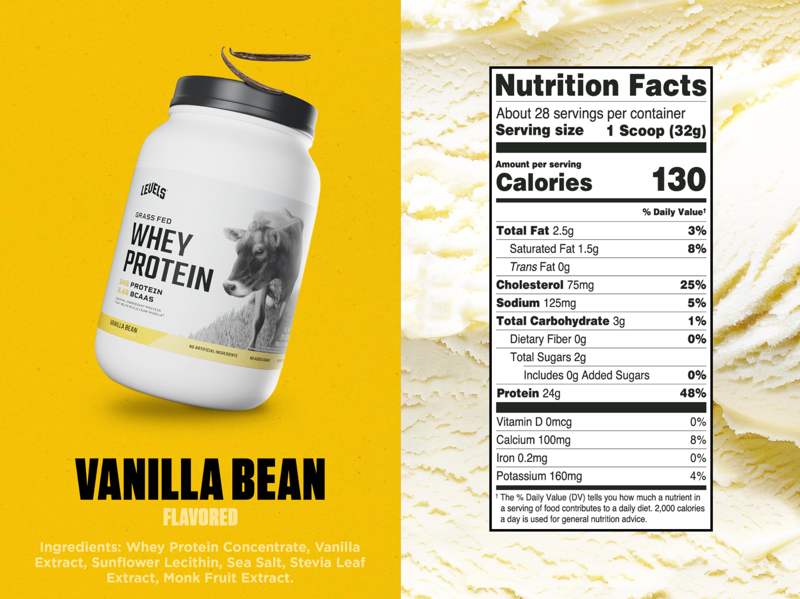 Levels Whey Protein scoop dispensing for quick serving during busy mornings