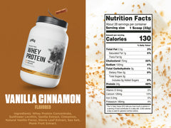 Levels Whey Protein Vanilla Cinnamon label emphasizes hormone-free, GMO-free ingredients.