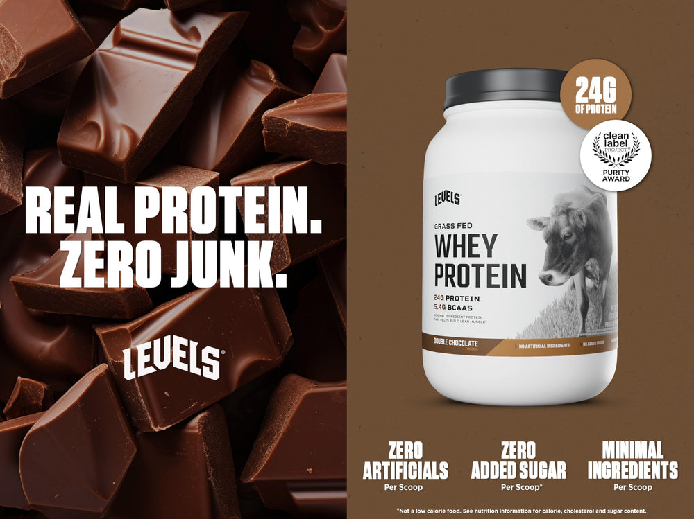 Levels whey scoop dispense, convenient serving for quick protein boosts after training.
