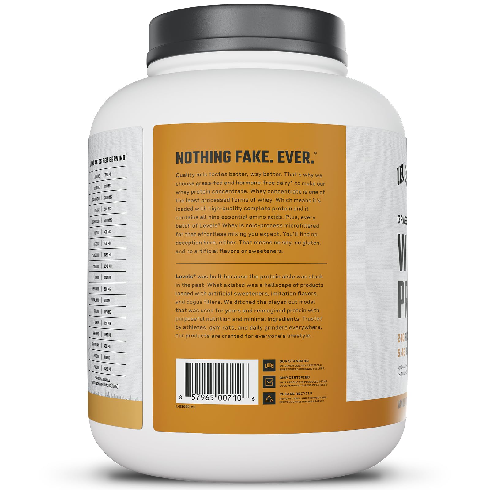 Levels Nutrition vanilla cinnamon whey mixing with rich aroma for daily shakes.