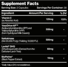 Leviathan Nutrition Hemo Flow nattokinase ingredients detail for potential circulatory support.