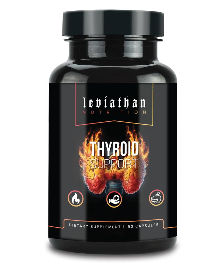 Leviathan Thyroid Support bottle closeup for energy and balance.