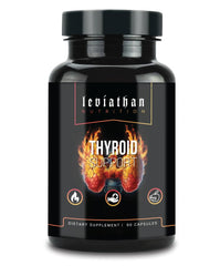 Leviathan Thyroid Support bottle closeup for energy and balance.