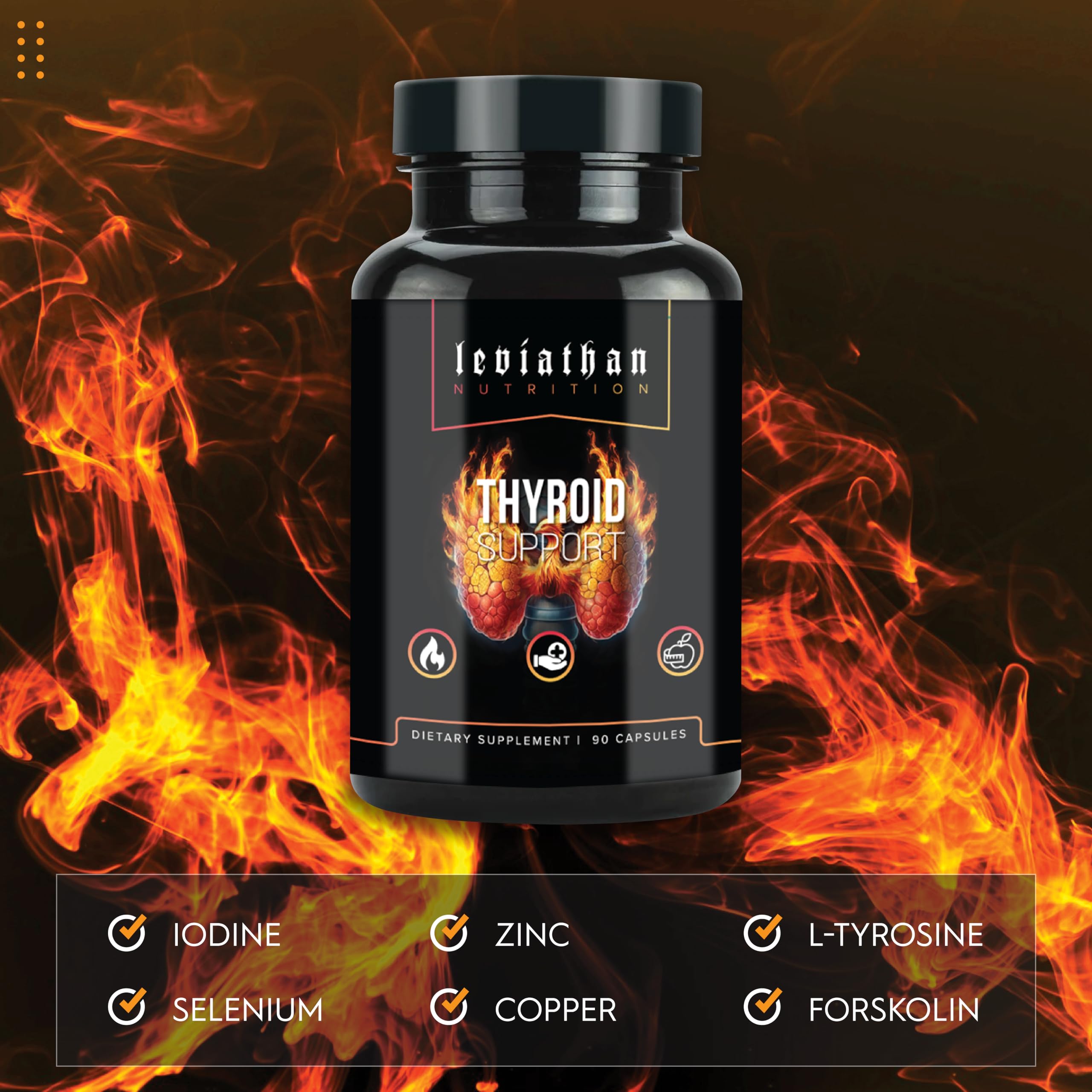 Leviathan Thyroid Support capsules arranged for daily routine.