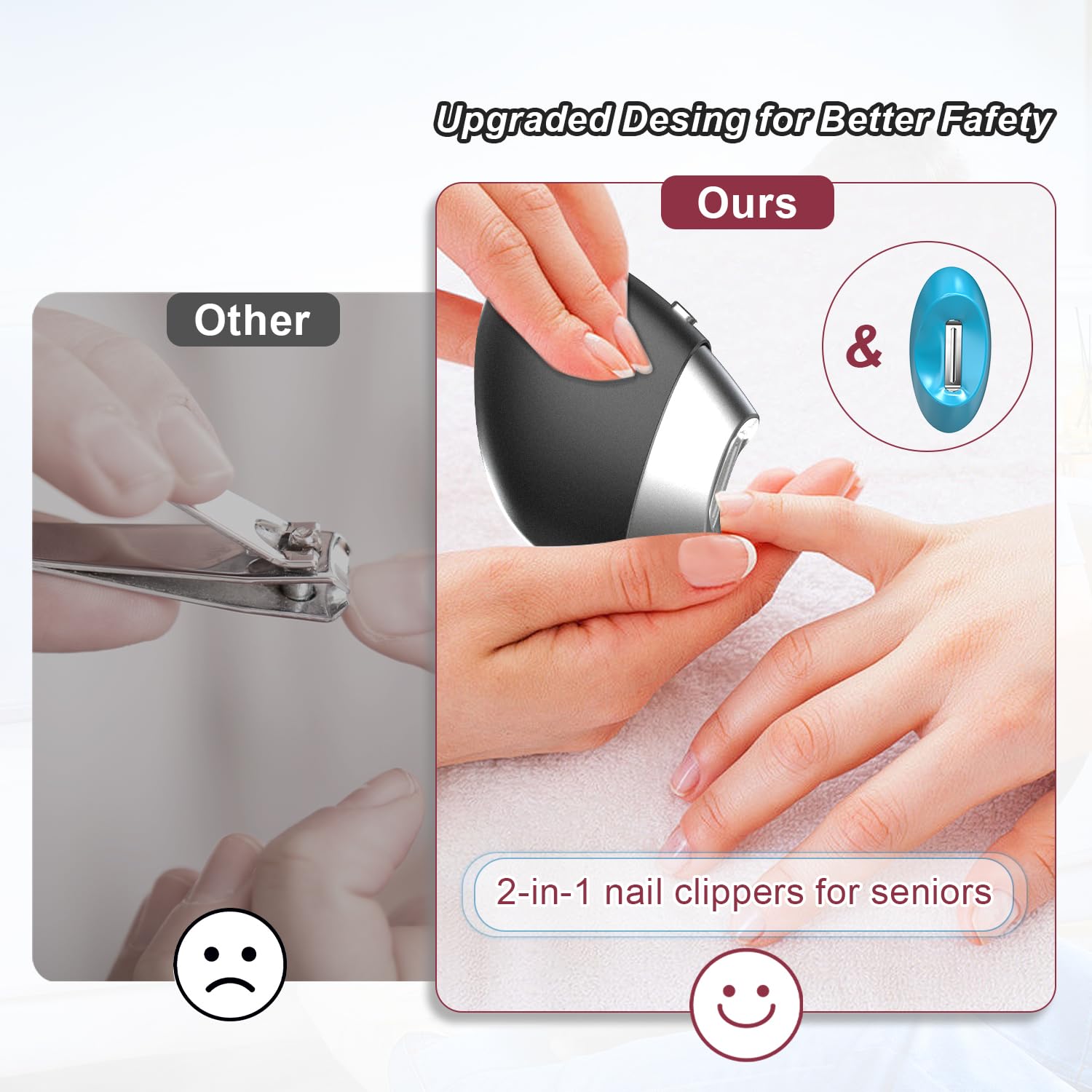 Built-in storage in LE.VOLIFE nail clipper keeps clippings contained.