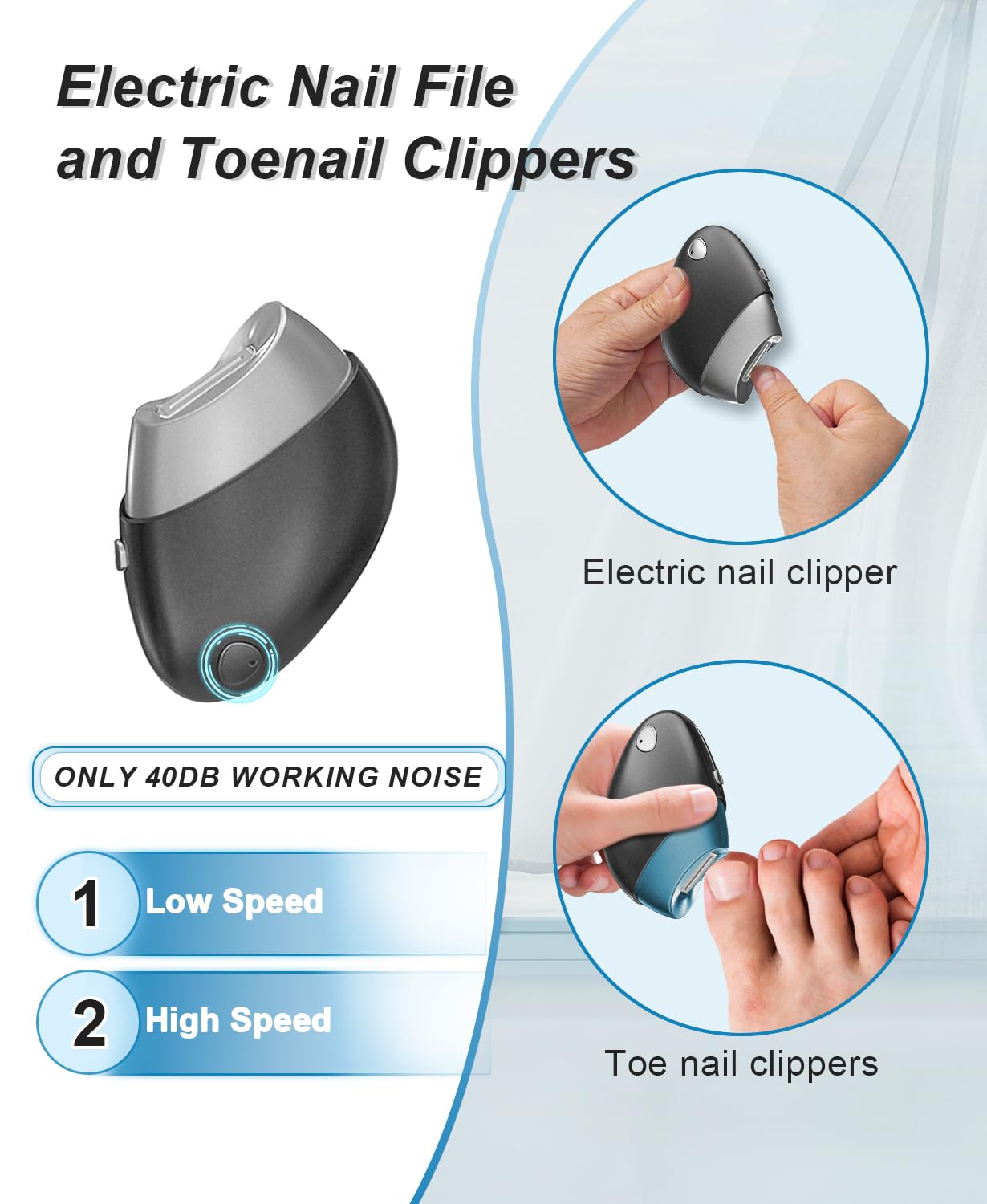 Type-C charging port on LE.VOLIFE nail clipper for quick recharges.