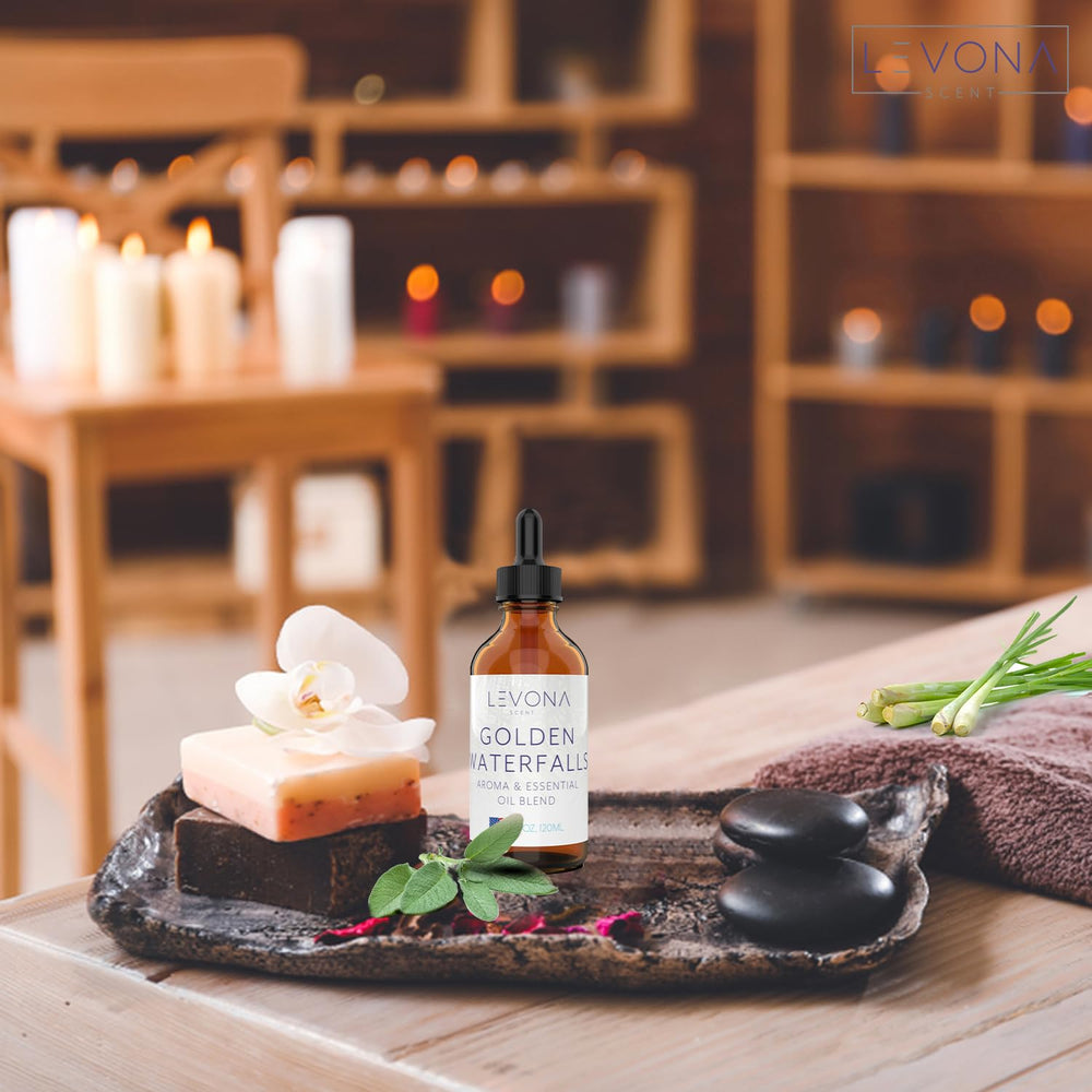 Levona Scent Golden Waterfalls diffuser setup demonstrates seamless compatibility with Levona diffusers.
