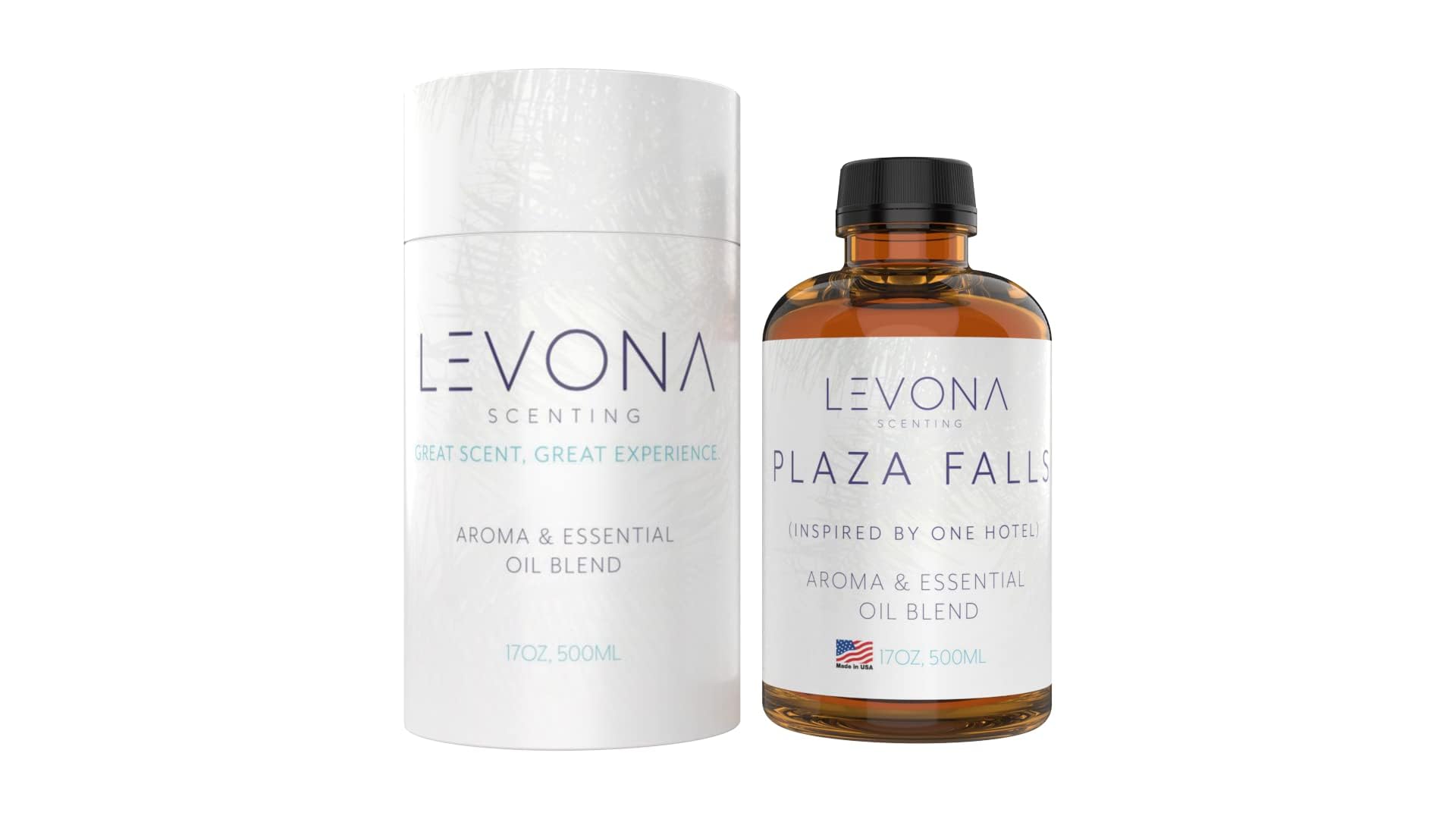 Levona Scent Plaza Falls bottle front, ready for diffuser use