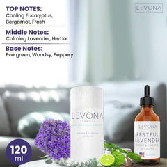 Levona Scent Restful Lavender bottle ready for diffuser to enhance ambiance.