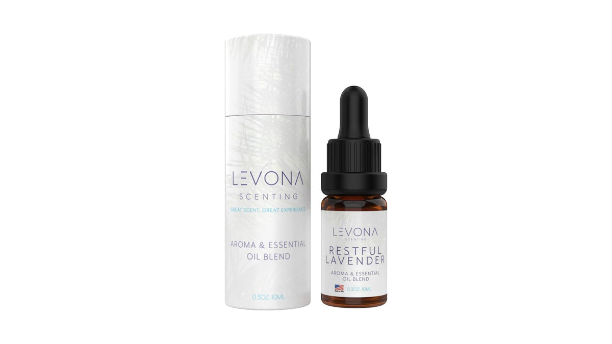 Levona Scent Restful Lavender oil bottle for diffusers with balanced floral eucalyptus notes.
