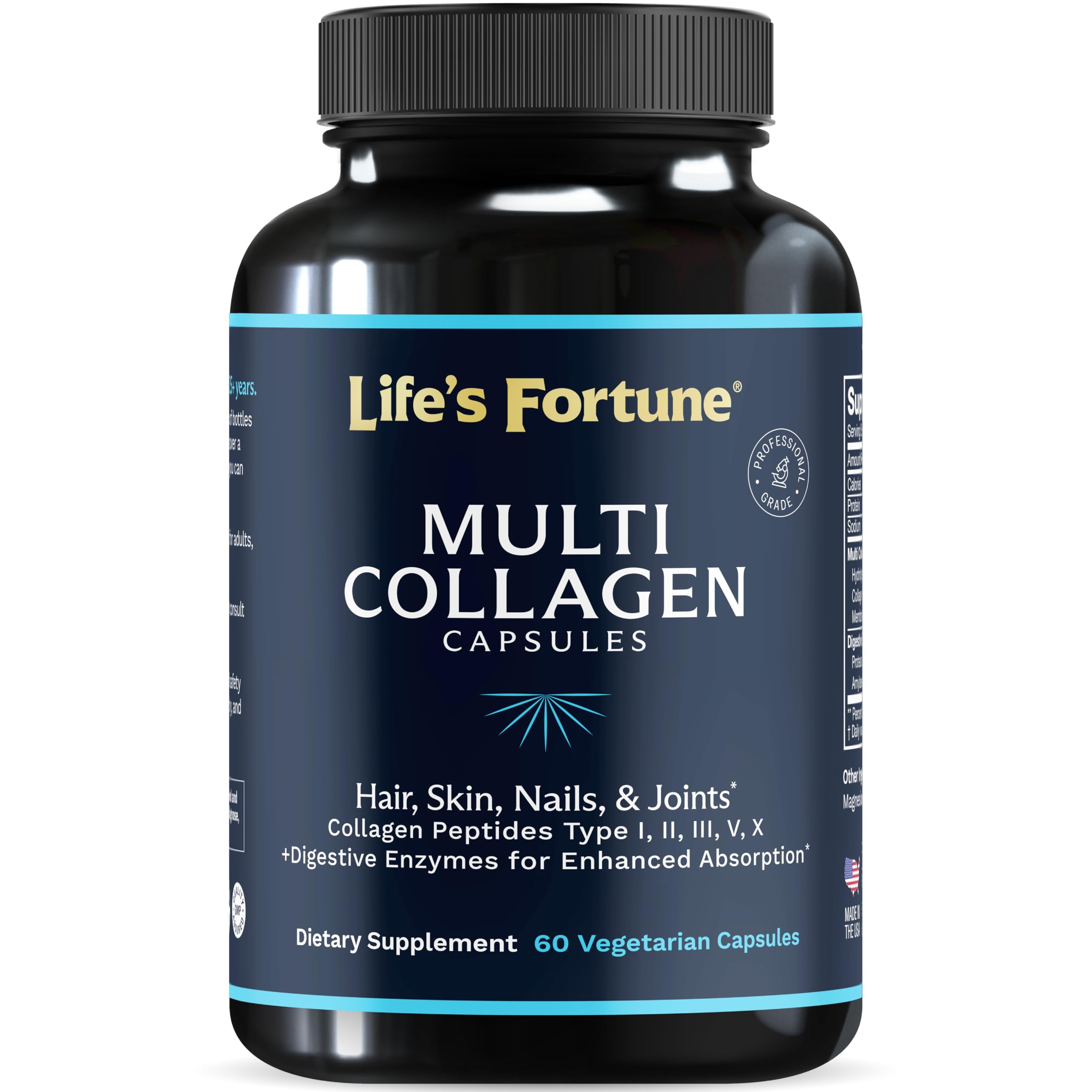 Lewis Labs Multi Collagen Capsules bottle with capsules, supports joints and skin elasticity.