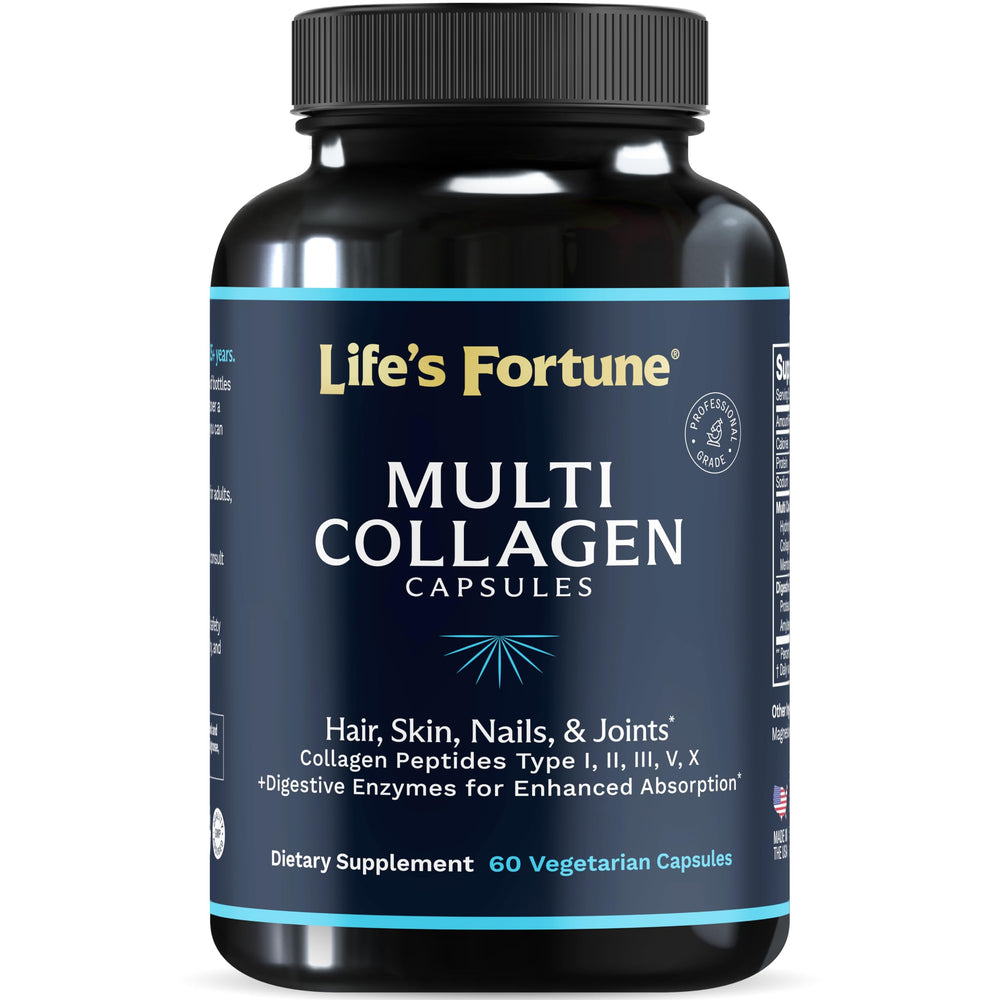 Lewis Labs Multi Collagen Capsules bottle with capsules, supports joints and skin elasticity.