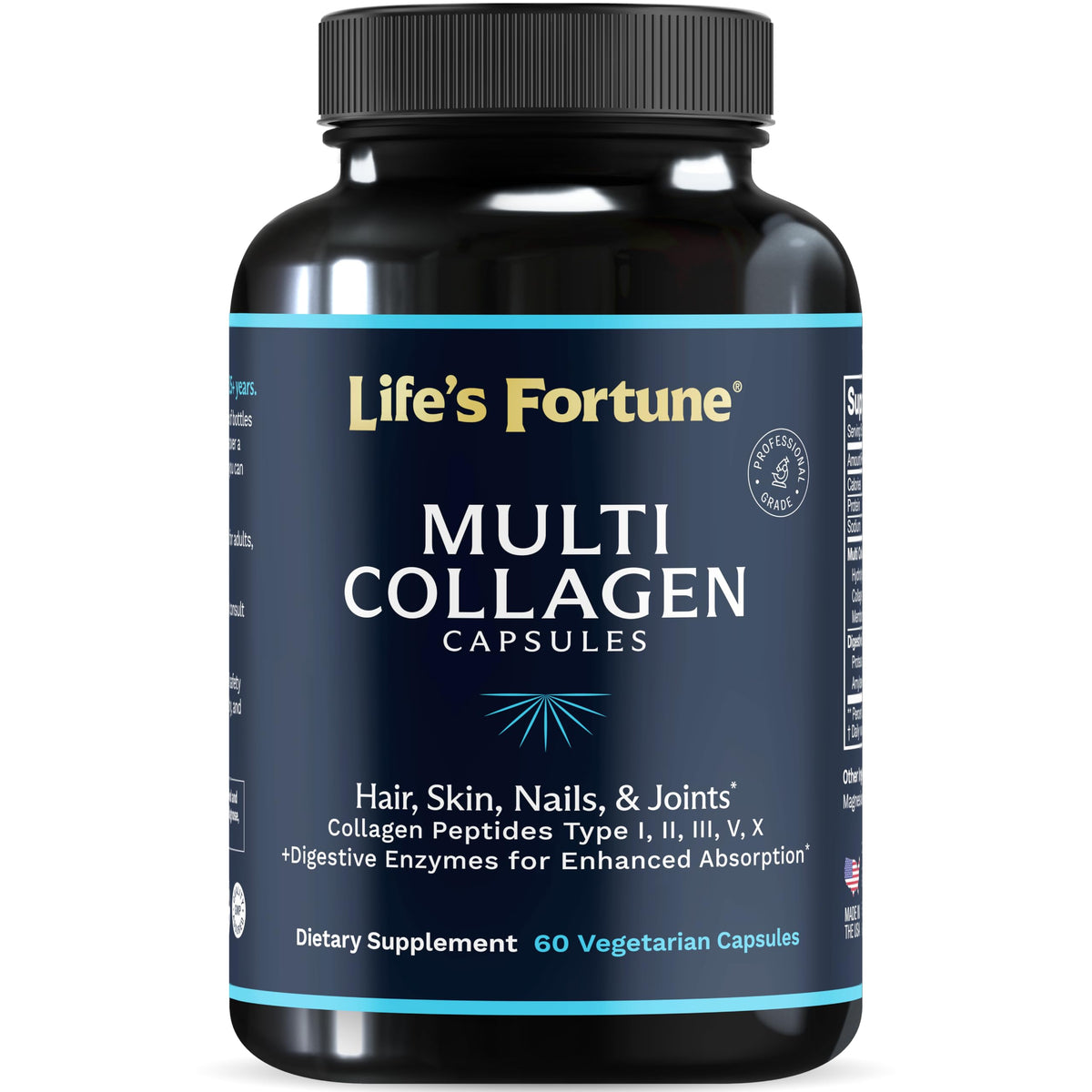 Lewis Labs Multi Collagen Capsules bottle with capsules, supports joints and skin elasticity.