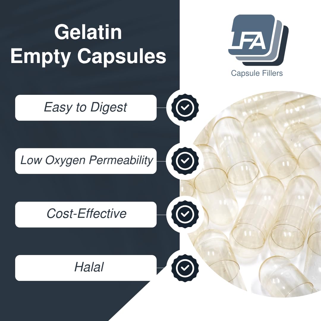 LFA Beef gelatin capsules halal-certified, ideal for DIY nutraceuticals and kits.