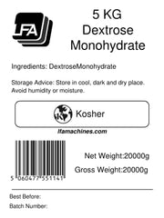LFA Dextrose Monohydrate powder close-up shows fine texture for quick mixing.