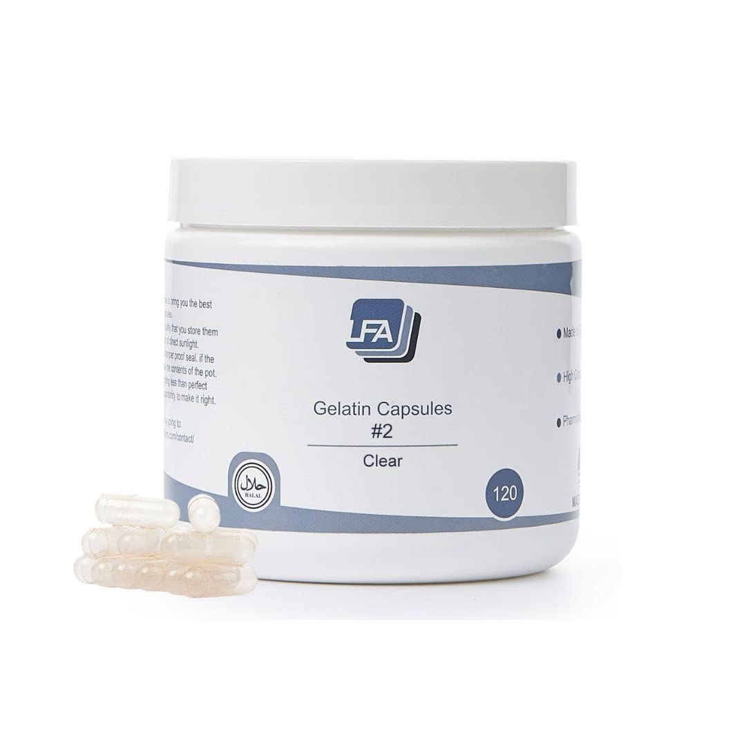 LFA Empty Capsules Size 2 clear gelatin for quick dissolution with dry powders.