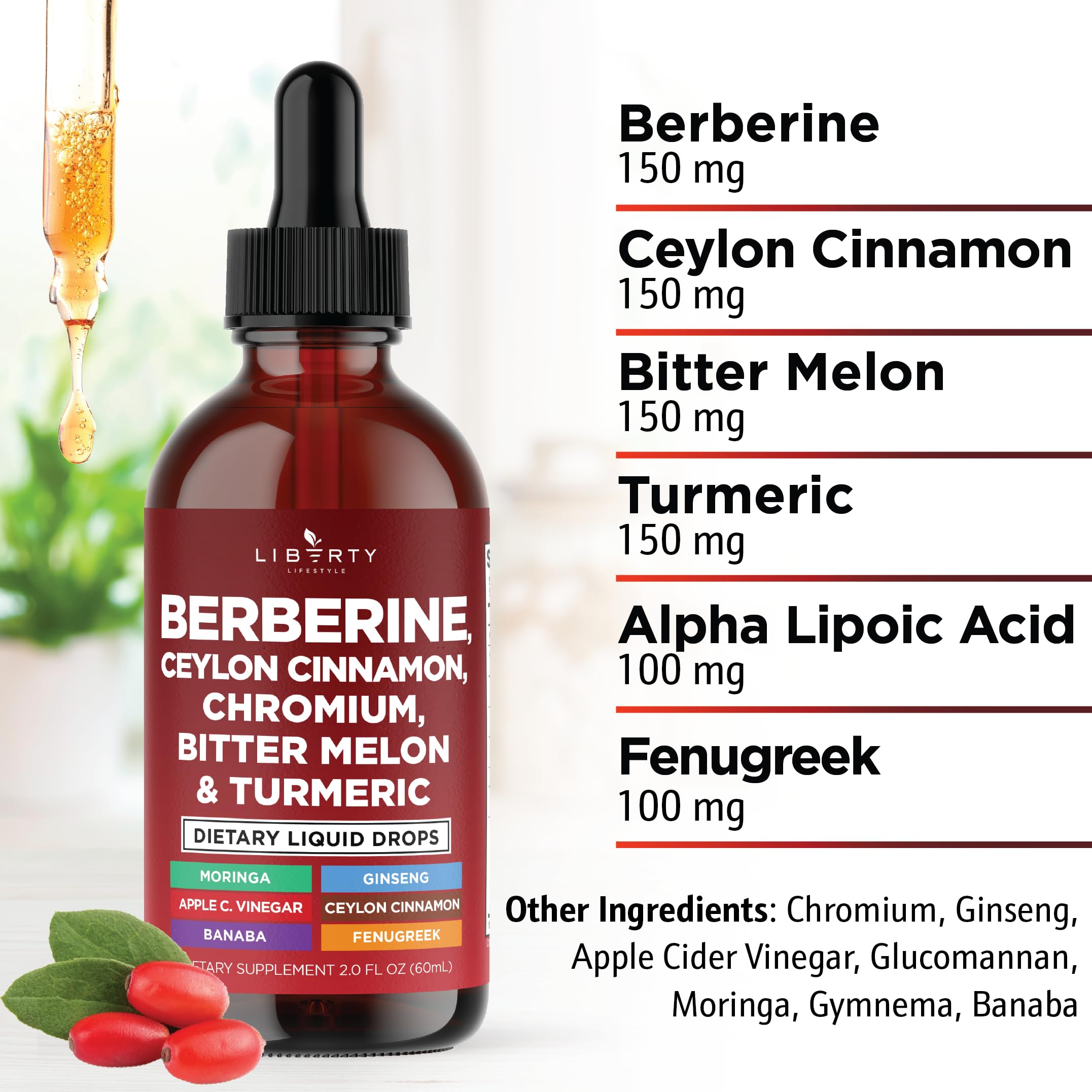 Liberty Gymnema Sylestre leaf highlighting Ayurvedic heritage in the blend.