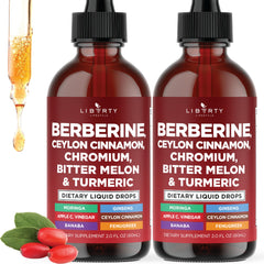 Liberty Lifestyle Berberine Cinnamon Drops bottle for daily wellness support.