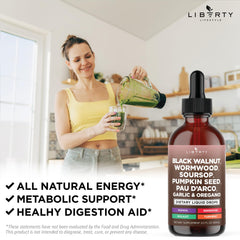 Liberty Lifestyle Defend Wormwood dropper-cap close-up demonstrates convenient tincture packaging.