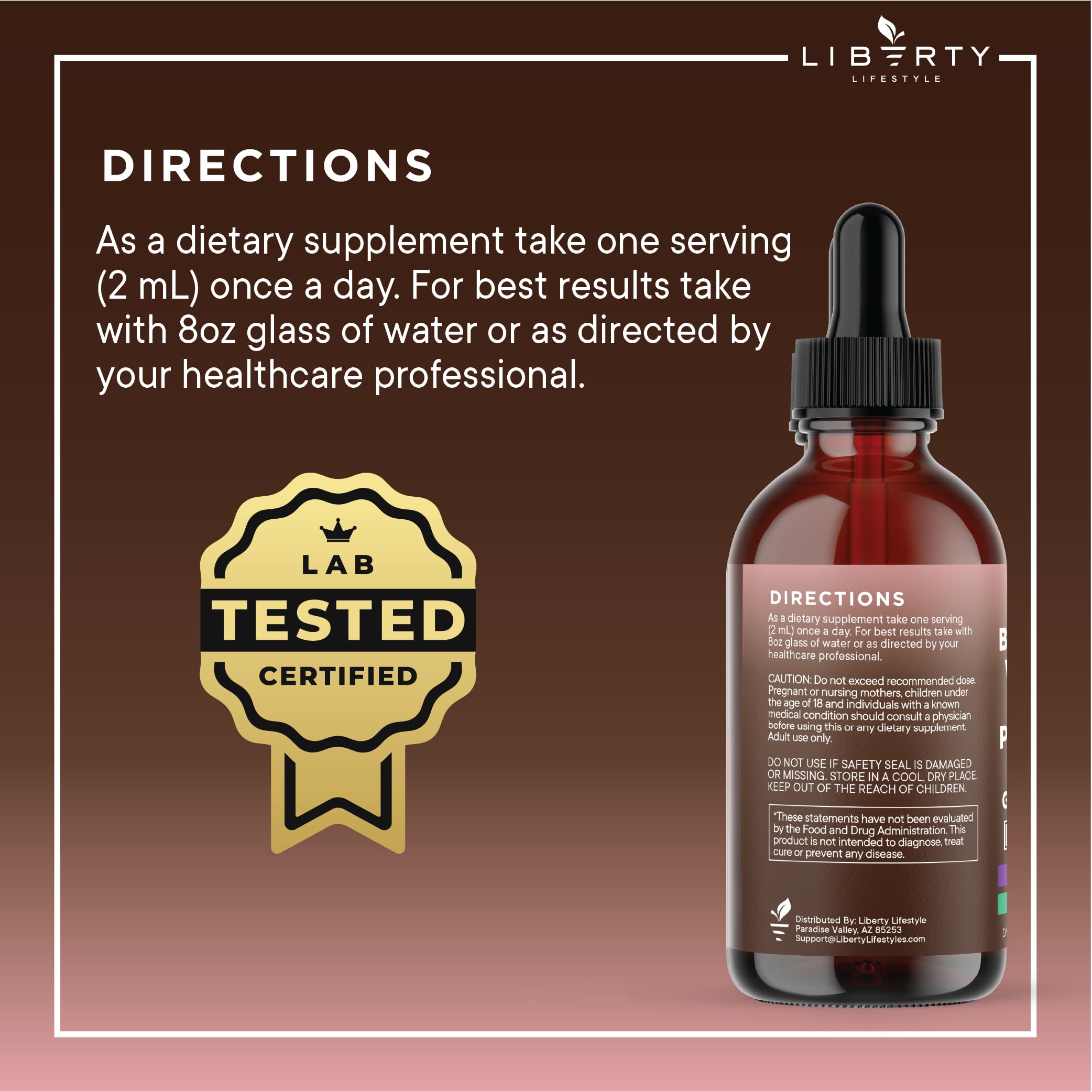 Liberty Lifestyle Defend Wormwood USA non-GMO stamp signals product quality.