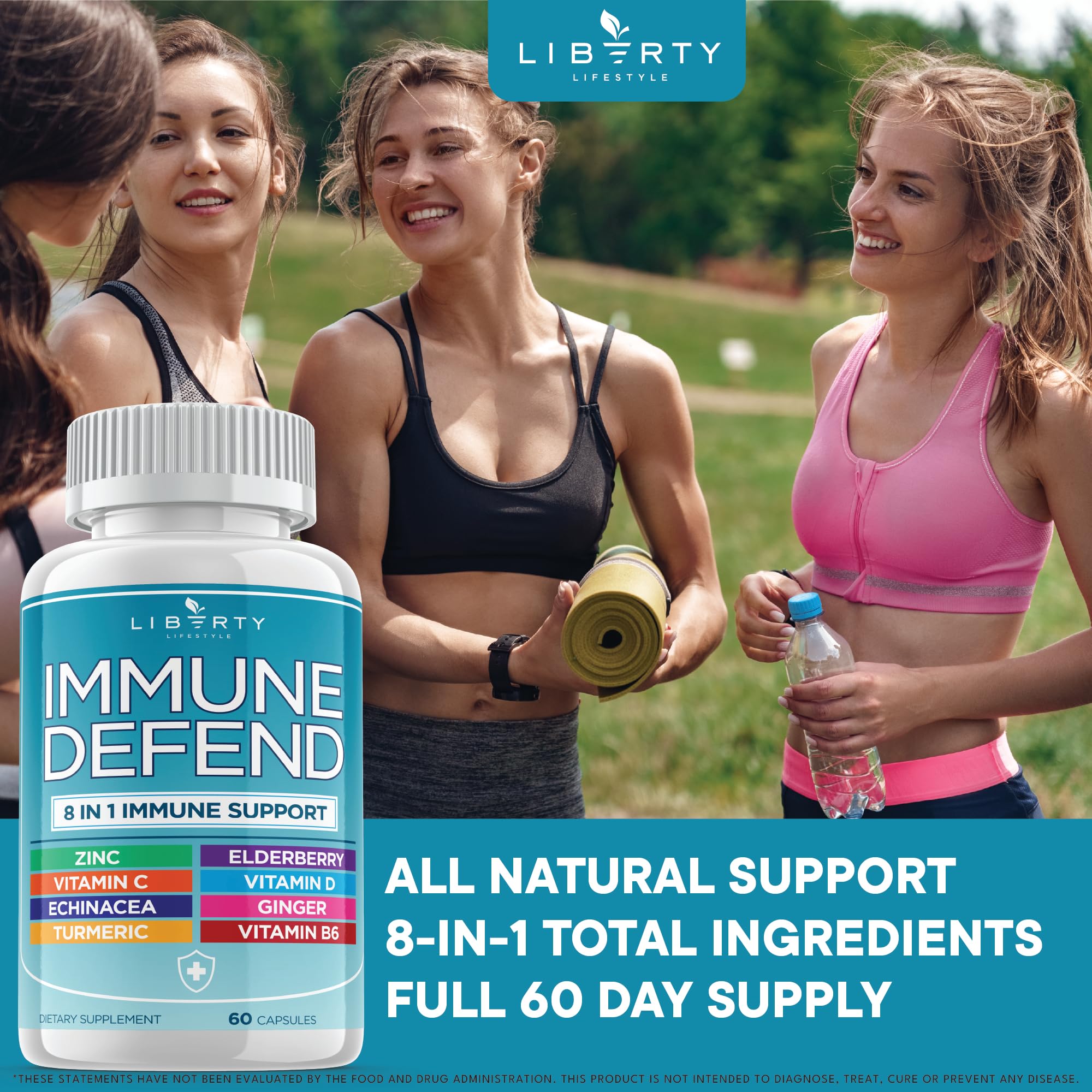 Liberty Lifestyle echinacea immunity support capsules emphasizing seasonal wellness.