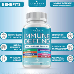 Liberty Lifestyle elderberry zinc blend jar highlighting antioxidant and immune function support.