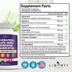 Liberty Lifestyle polyphenol capsules jar for convenient daily wellness.