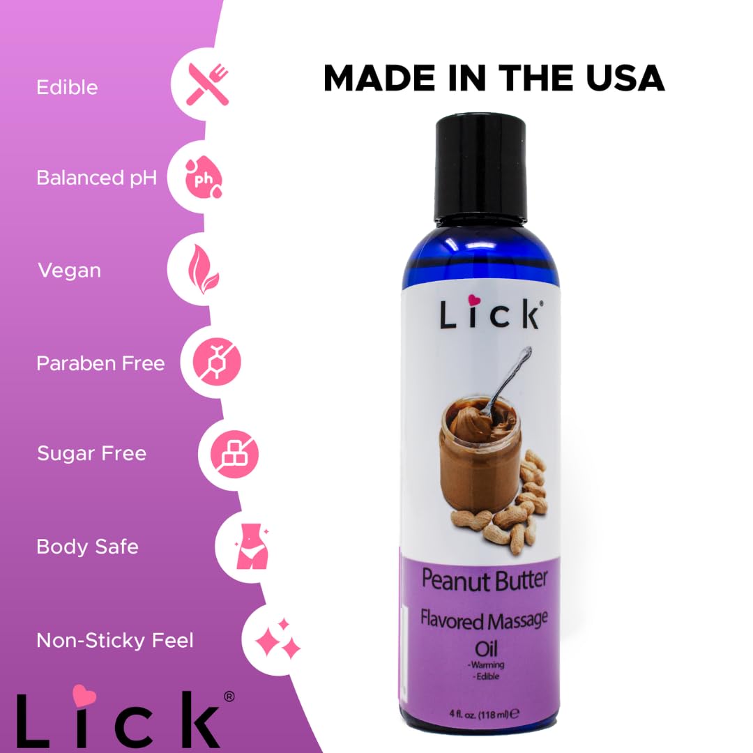 LICK dessert-flavor massage oil enhances sensory play during intimacy.