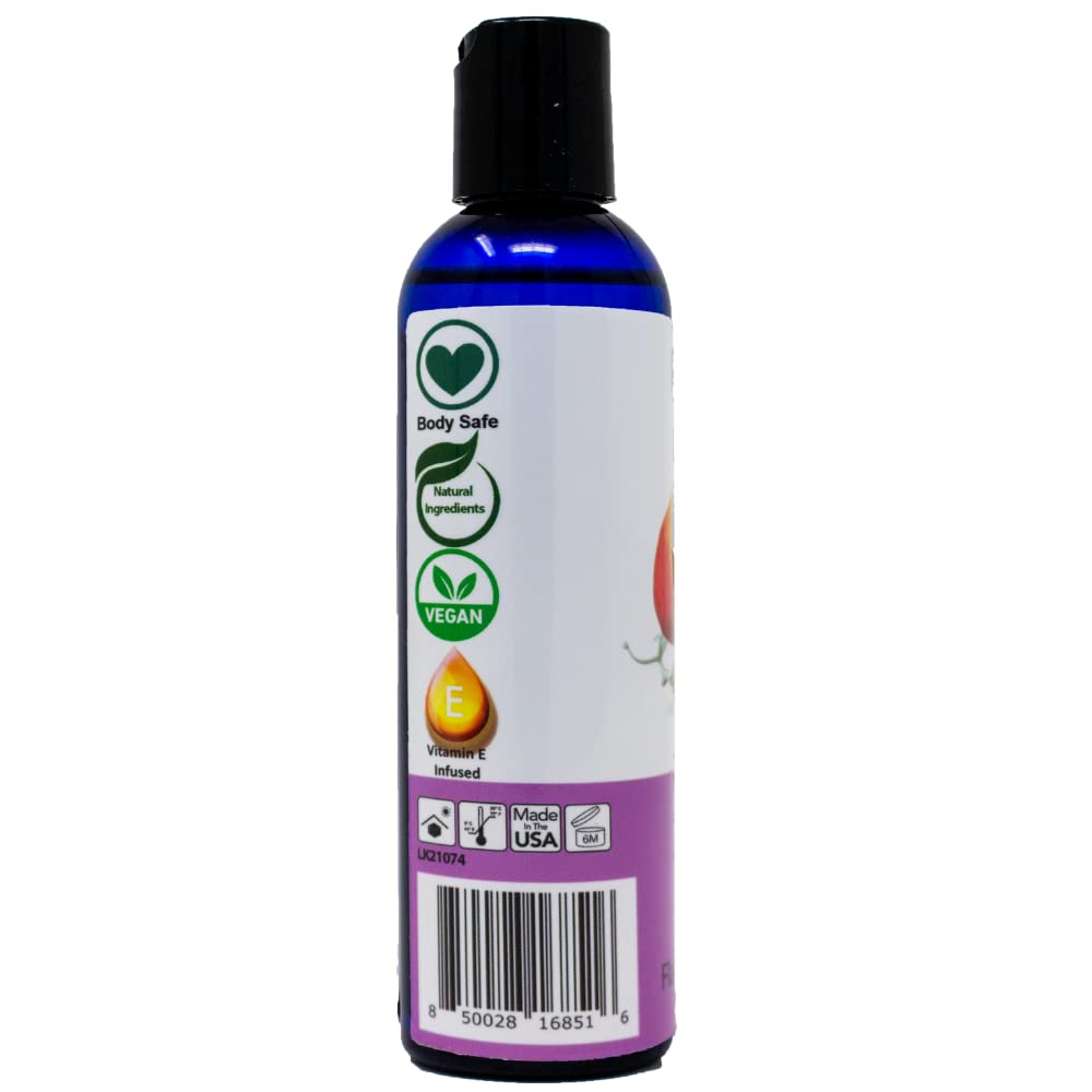 LICK edible massage oil closeup illustrating vitamin E moisturizing skin.
