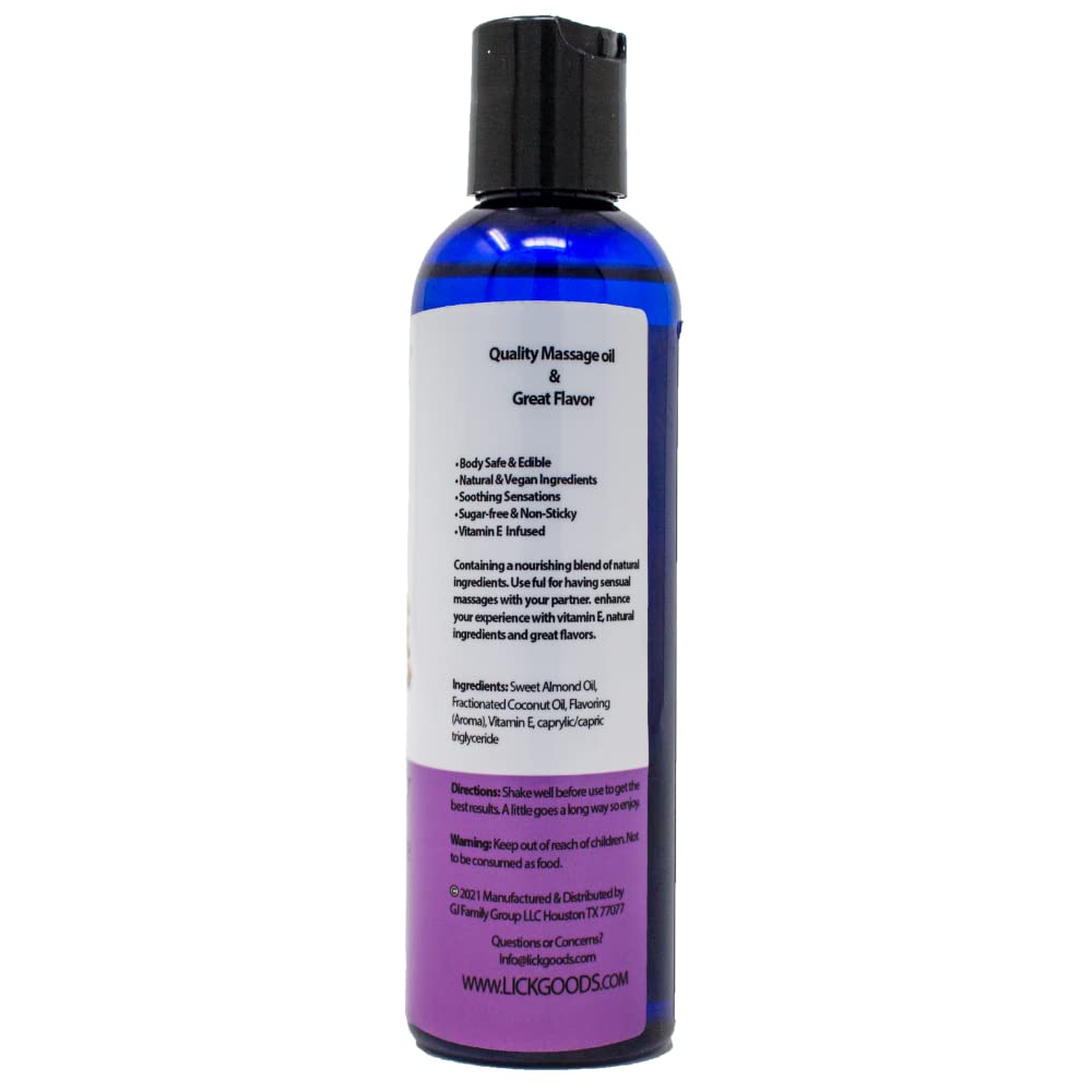 LICK edible massage oil on skin offers a creamy, dessert-inspired experience.
