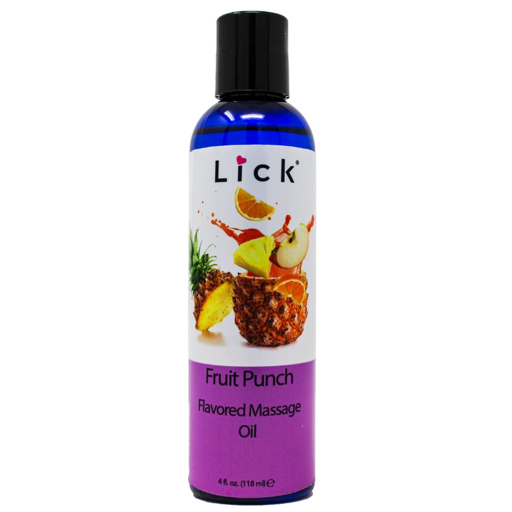 LICK Fruit Punch bottle closeup for vivid flavor and smooth glide.