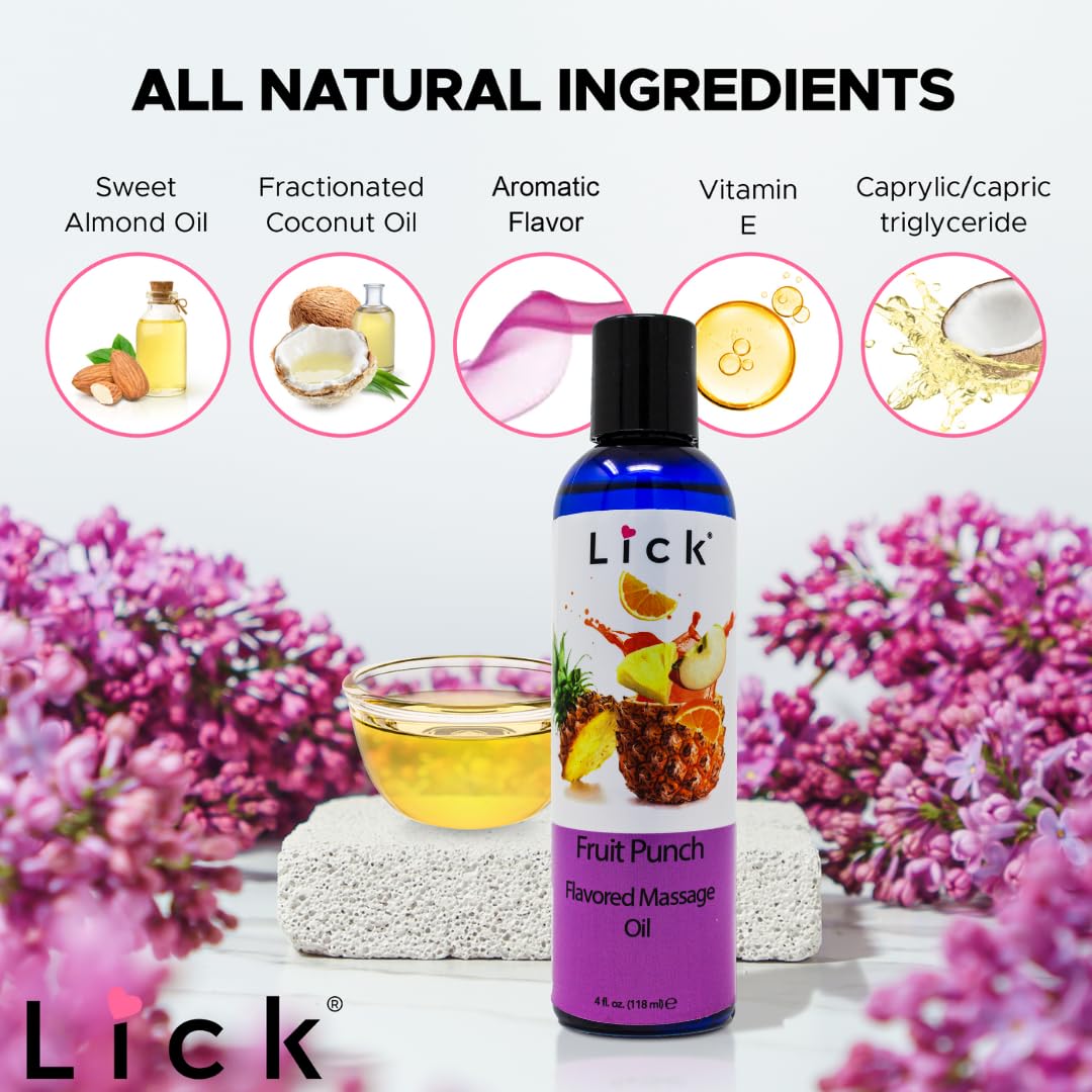 LICK Fruit Punch couple massage scene highlights inviting aroma and easy spread.