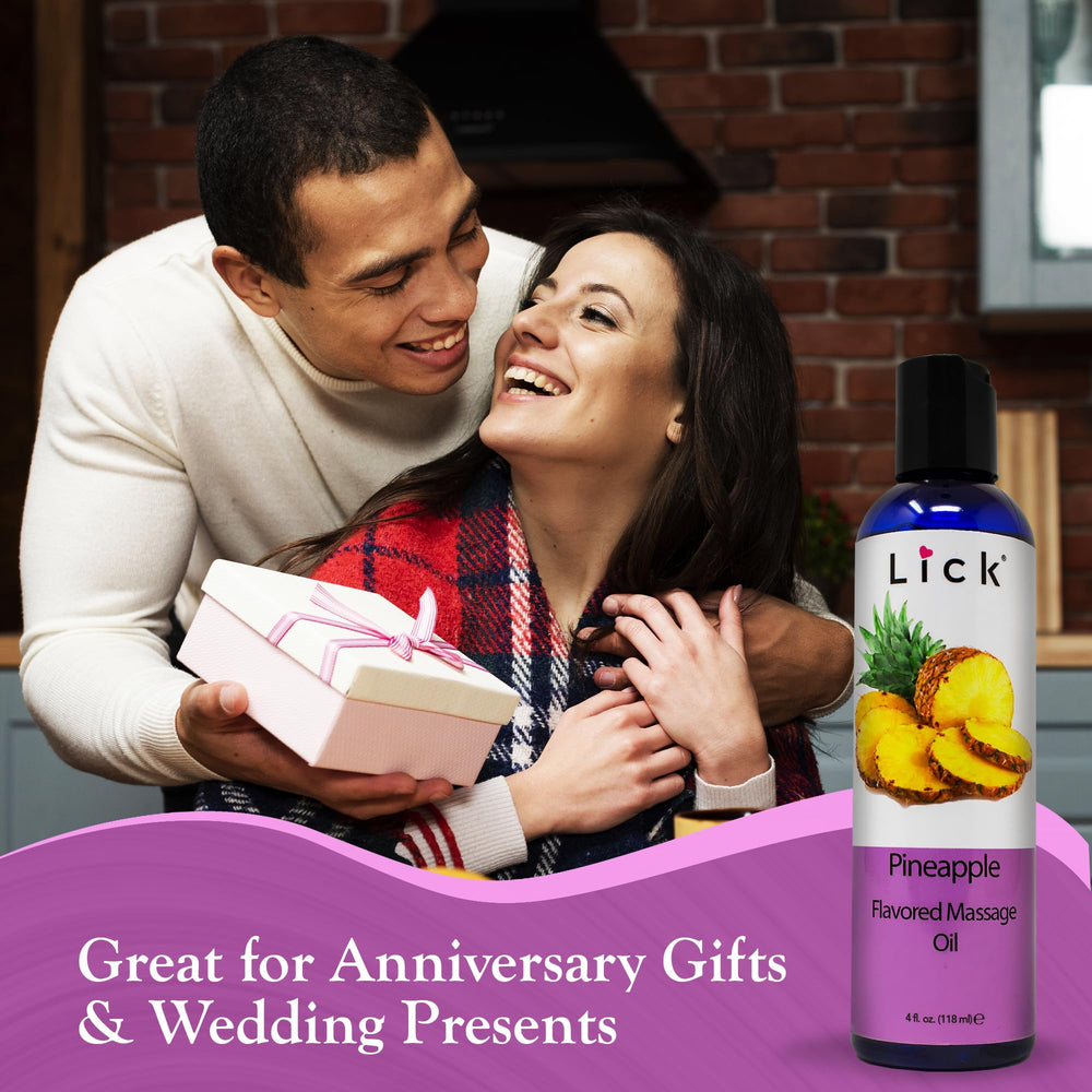 LICK Pineapple-flavored oil enhances sensory date nights with a safe external-use option.