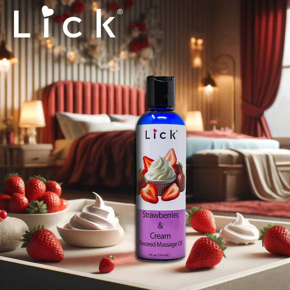 LICK silky-texture massage oil gliding smoothly over skin for a soft, non-greasy feel.