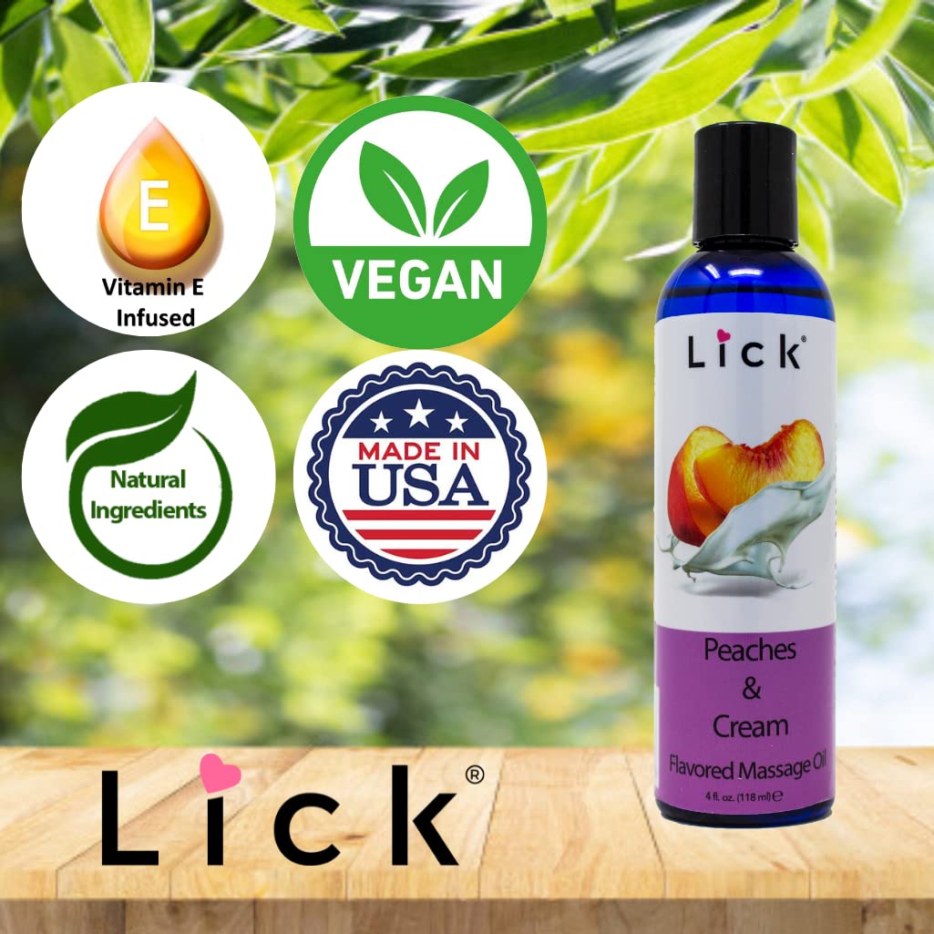 LICK Peaches and Cream scent enhances a sensual, aromatherapy-like massage.