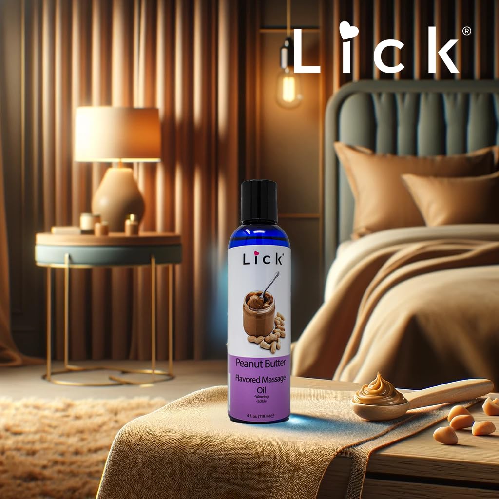 LICK Vitamin E-infused massage oil nourishes the skin during a massage.
