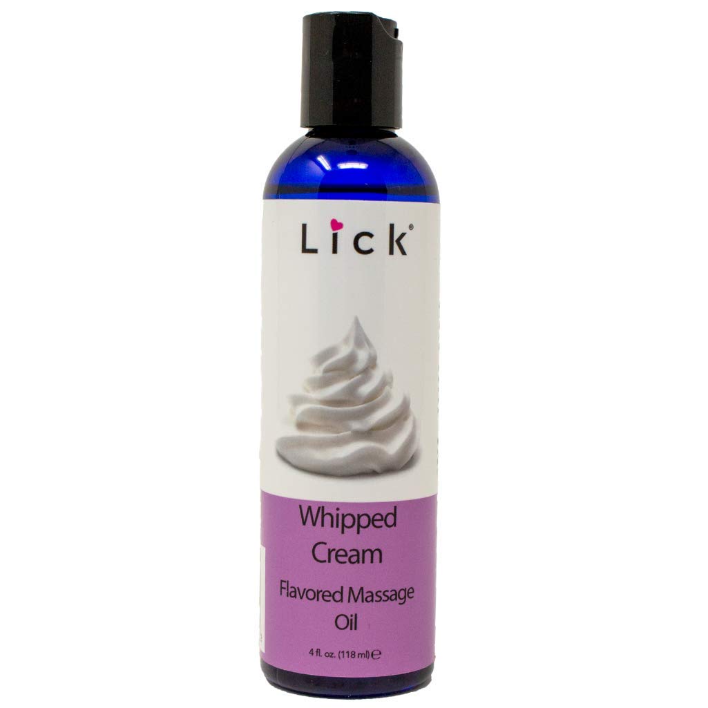 LICK Whipped Cream flavored massage oil bottle for dessert-inspired sensual massage.