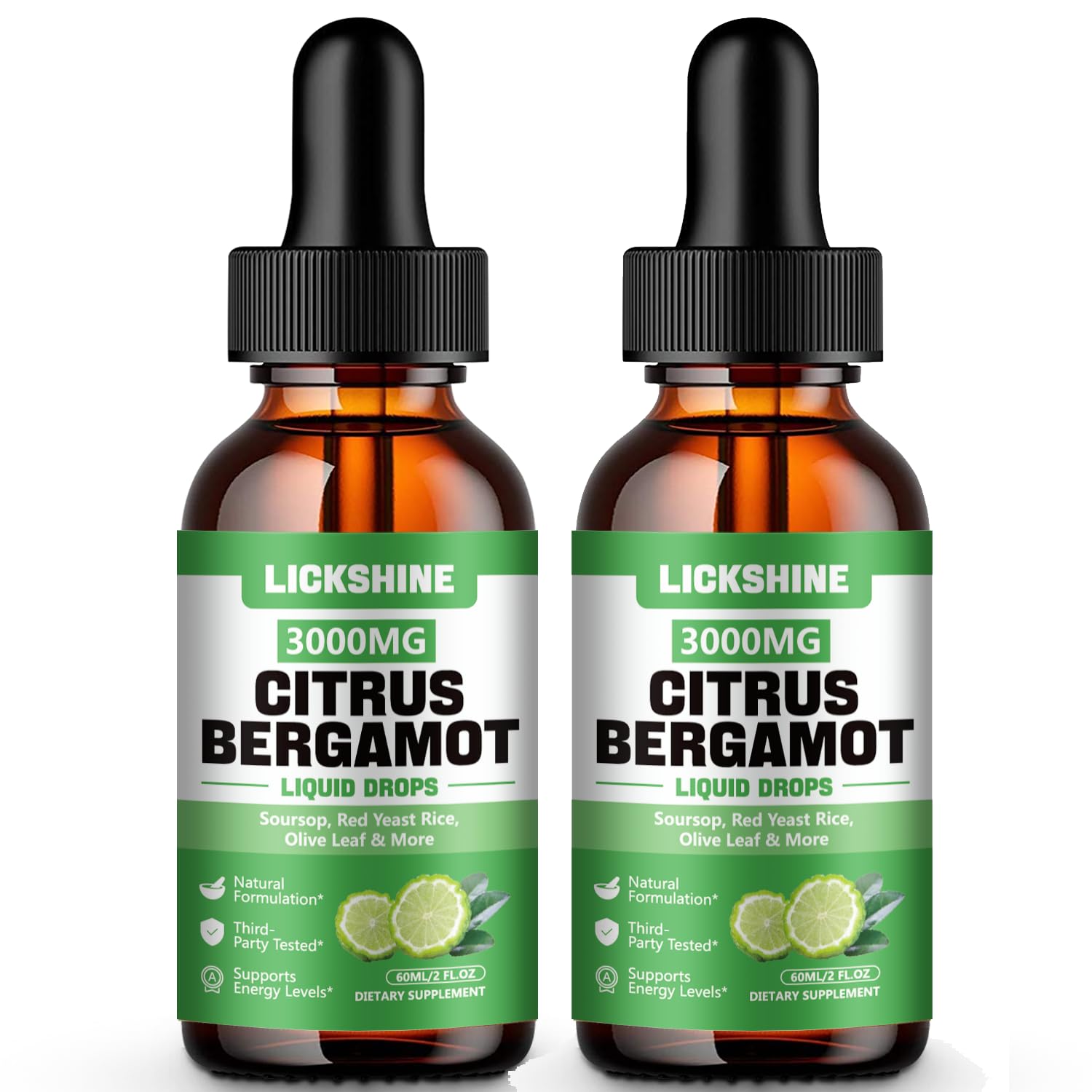 Lickshine 3000mg Citrus Bergamot Drops bottle supports daily cholesterol management