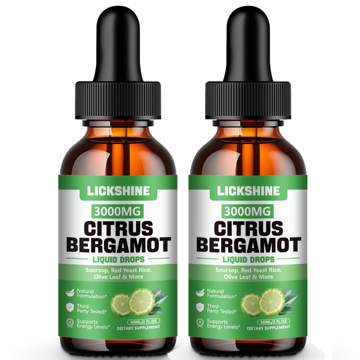 Lickshine 3000mg Citrus Bergamot Drops bottle supports daily cholesterol management
