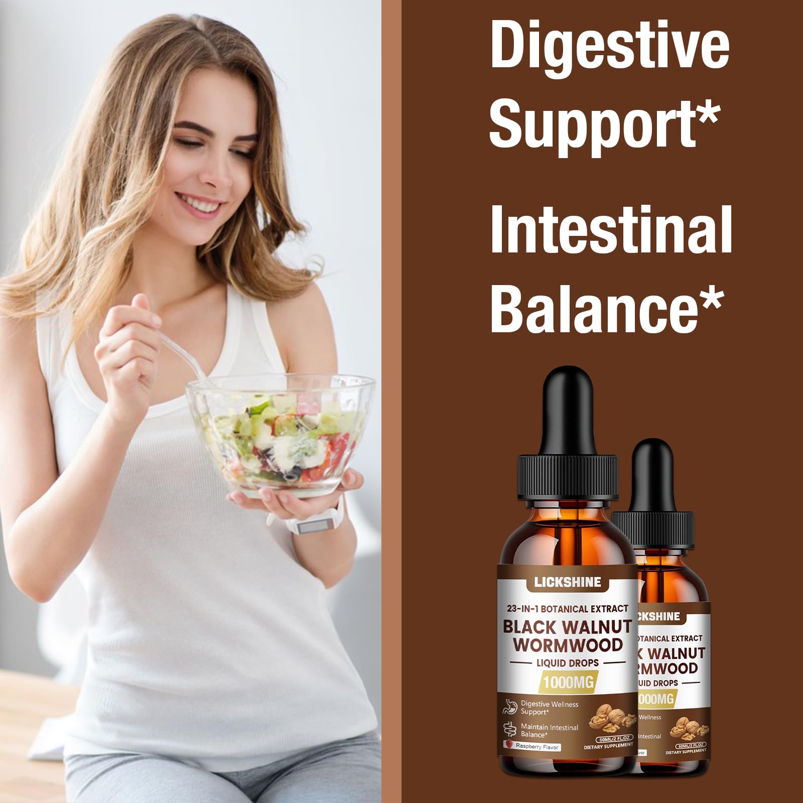 Lickshine ingredient-scene shows pumpkin seed and garlic among botanicals