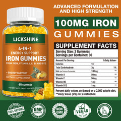 Lickshine nutrition label highlights iron and vitamin content for absorption