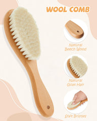Lictin wooden beech body brush with a natural finish for baby grooming