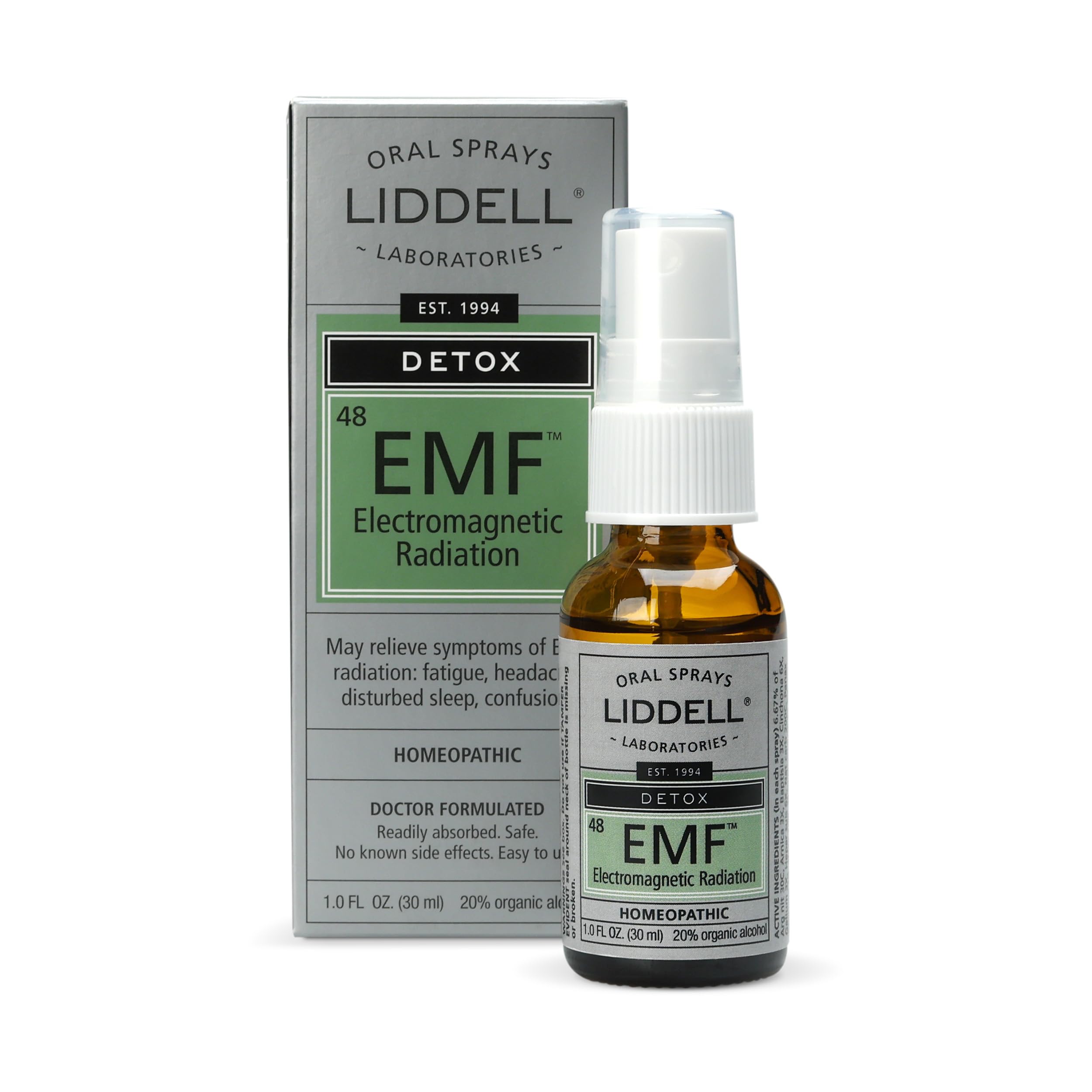 Liddell EMF anti-tox spray bottle for convenient, doctor-formulated relief